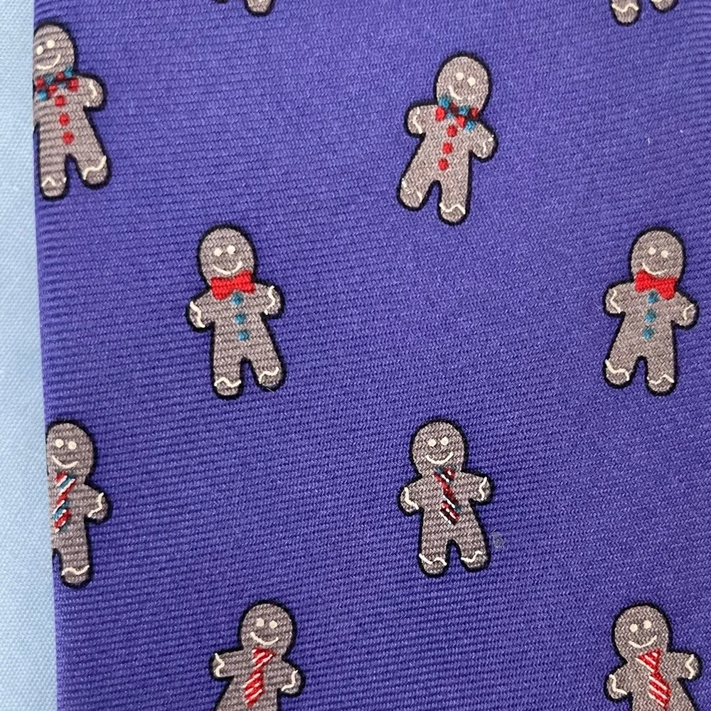 💜 J CREW Boy Purple Silk Gingerbread Man Neck Tie Child Great for Christmas💜
